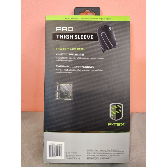 P-Tex Pro Thigh Compression Sleeve Black XL - Picture 2 of 3